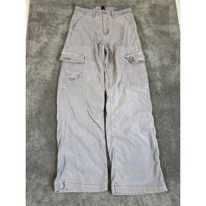 American Eagle Gray Cargo Pants Womens 0 Regular Stretch Wide Leg Utility Pants
